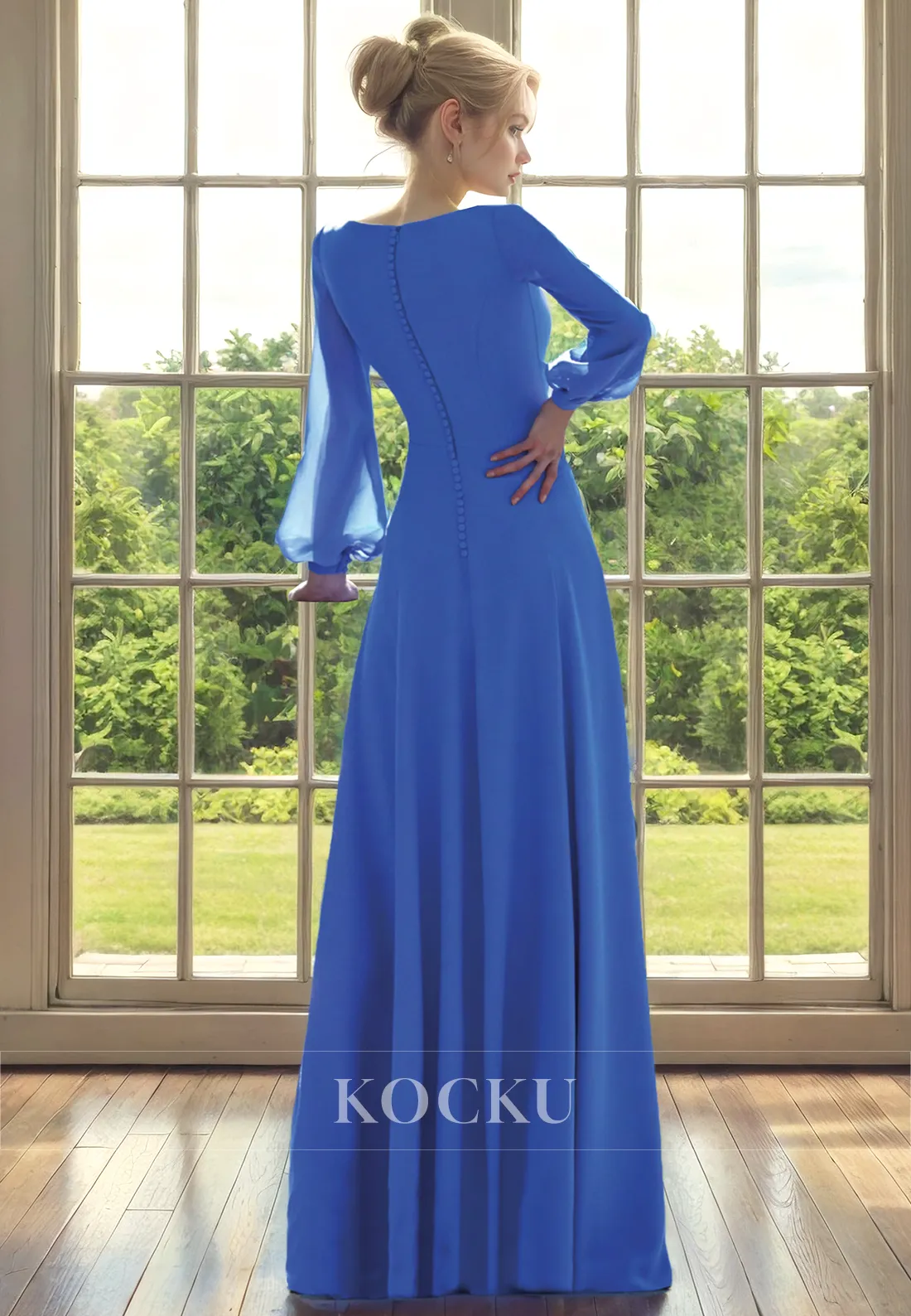 Classic & Timeless V-Neck Long sleeves Belt Cocktail Mother of the Bride Dress