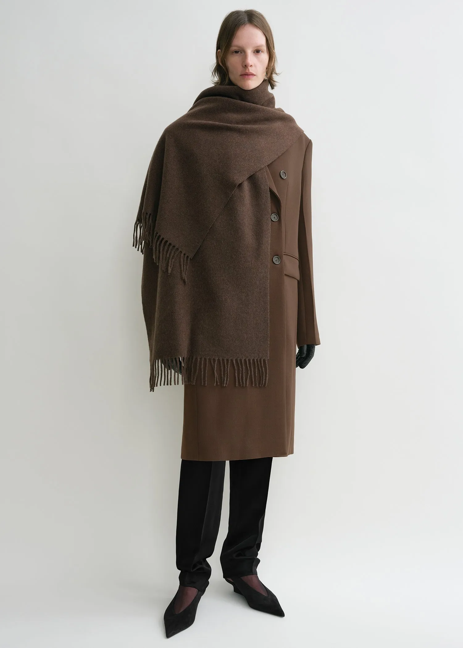 Classic wool scarf washed brown