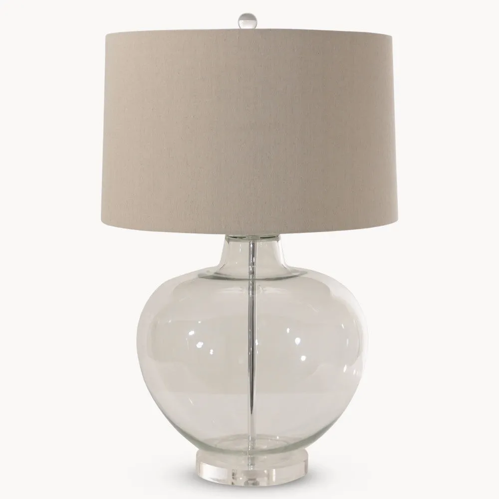 Clear Glass Table Lamp with Linen Shade