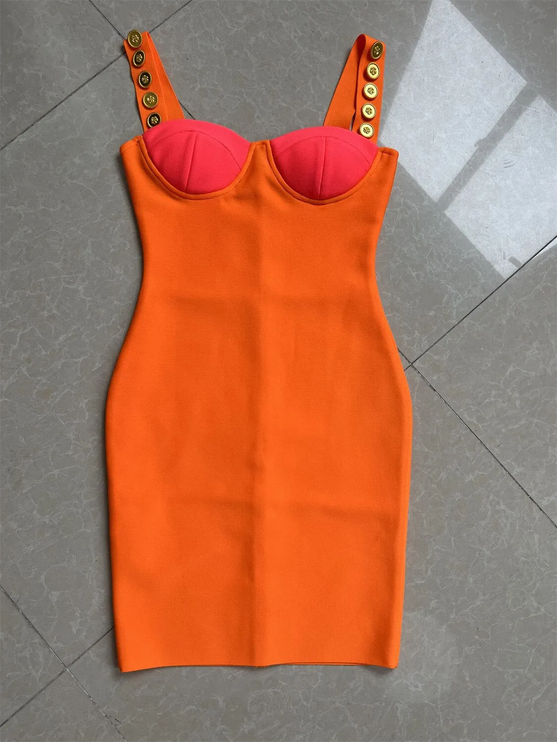 Color Block Spaghetti Strap Mini Bodycon Dress