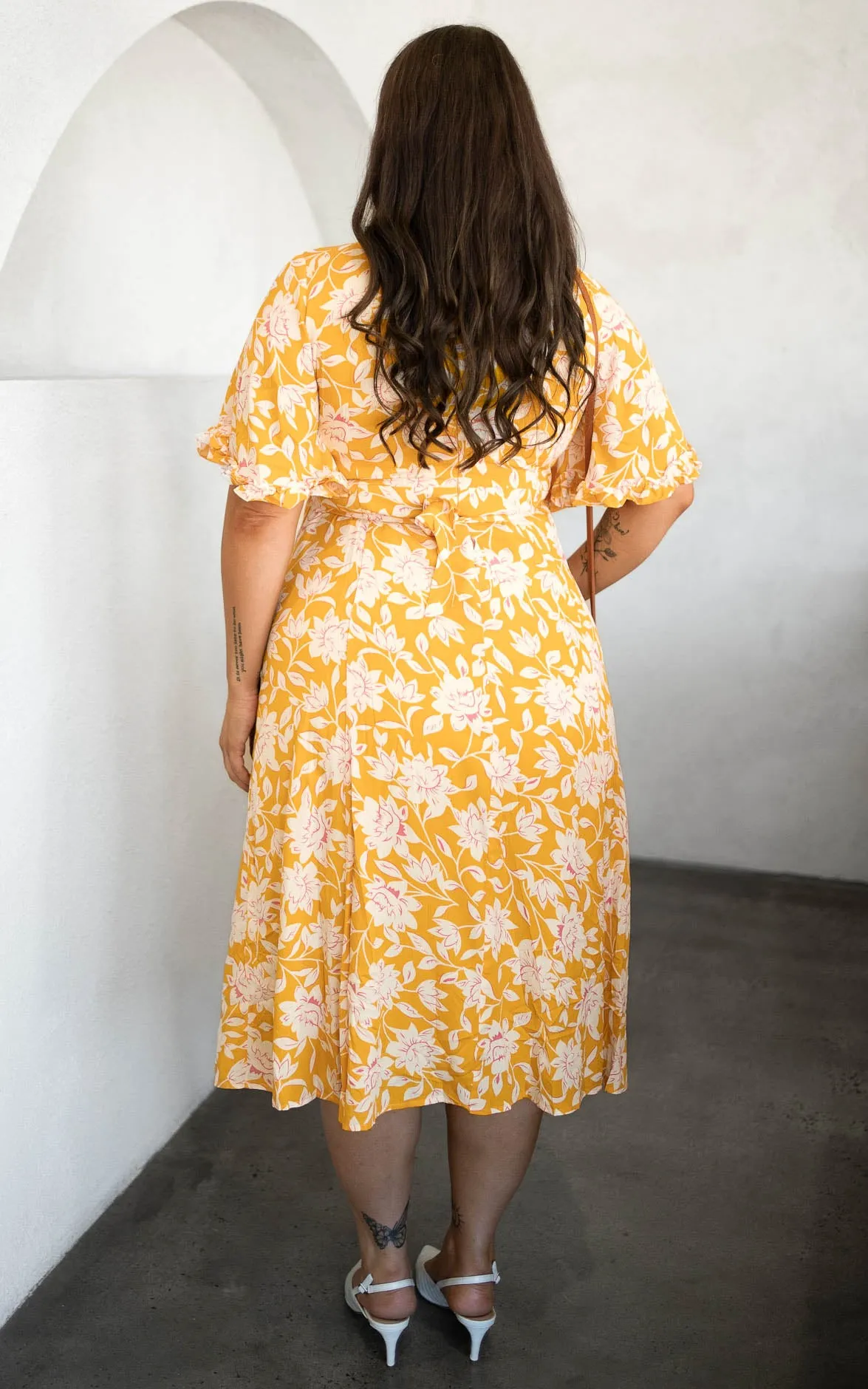 Conessa Midi Dress - Yellow Floral