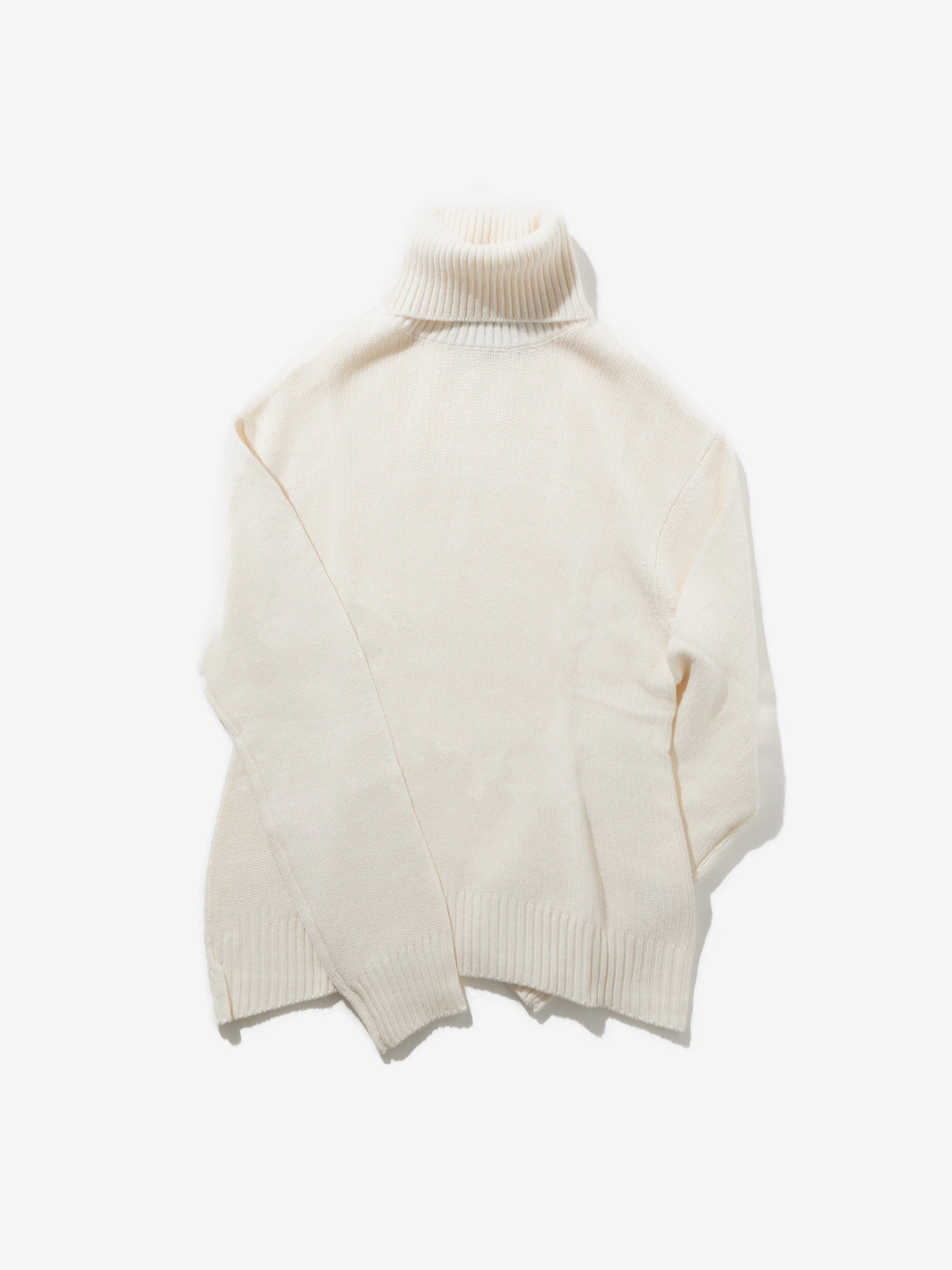 Cream Merino Wool Cashmere Turtleneck