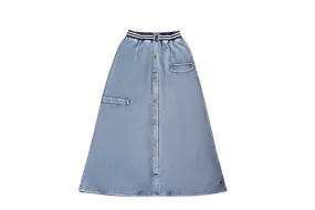 Crew Kids Light Blue Denim Button Down Maxi Skirt