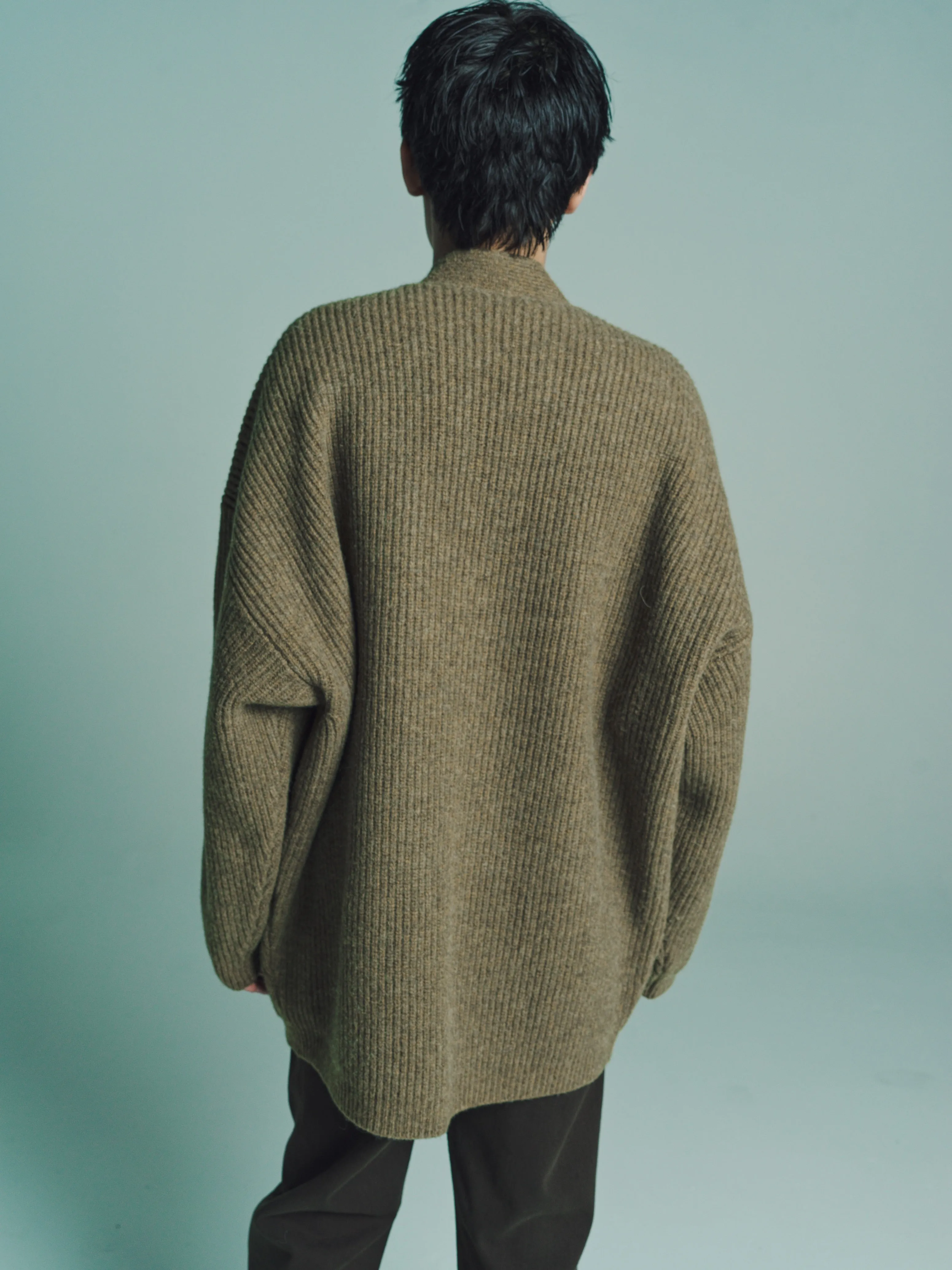 Dark Mustard Felted Cardigan Coat