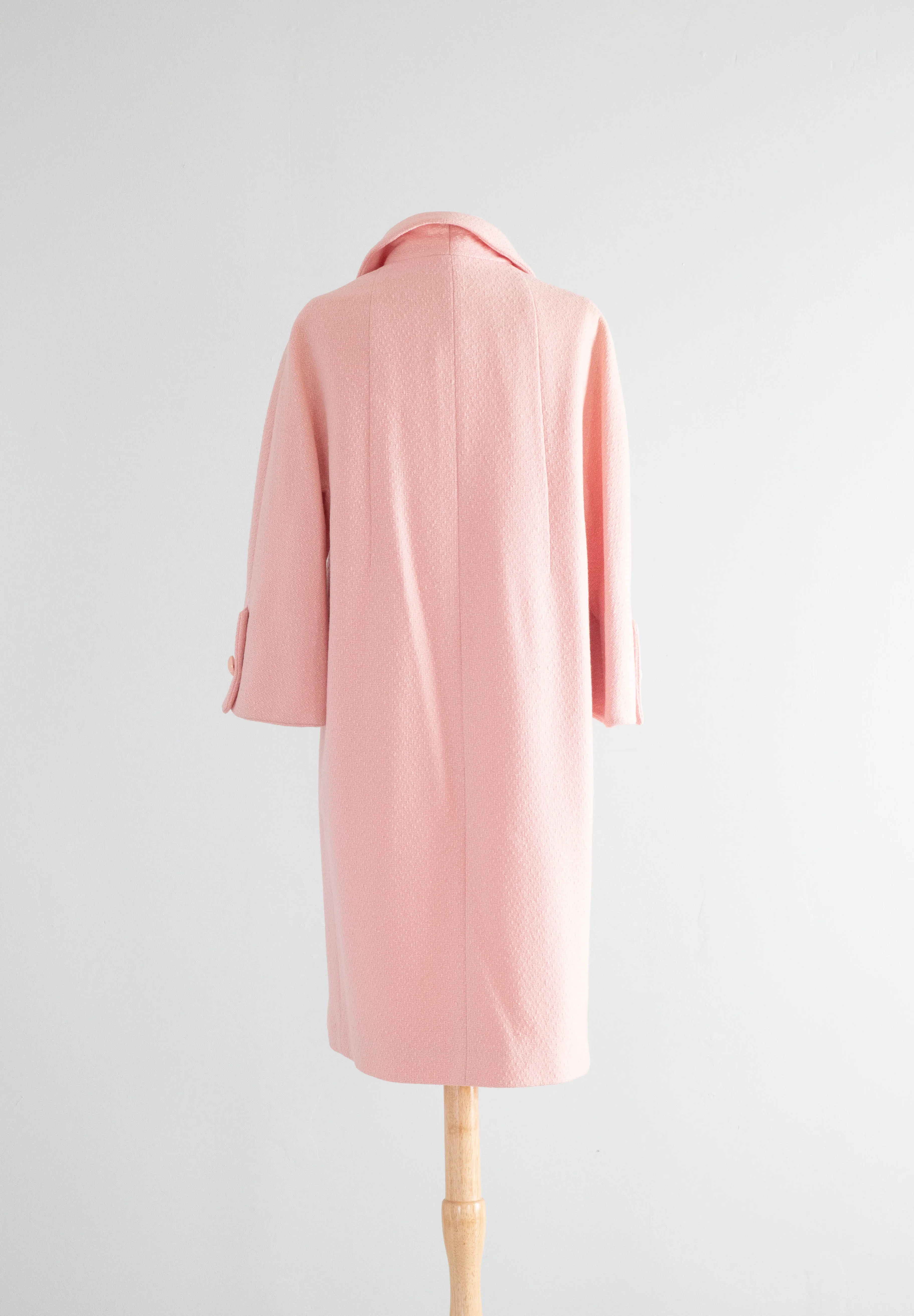 Darling 1960's Cherry Blossom Pink Wool Spring Coat / Medium