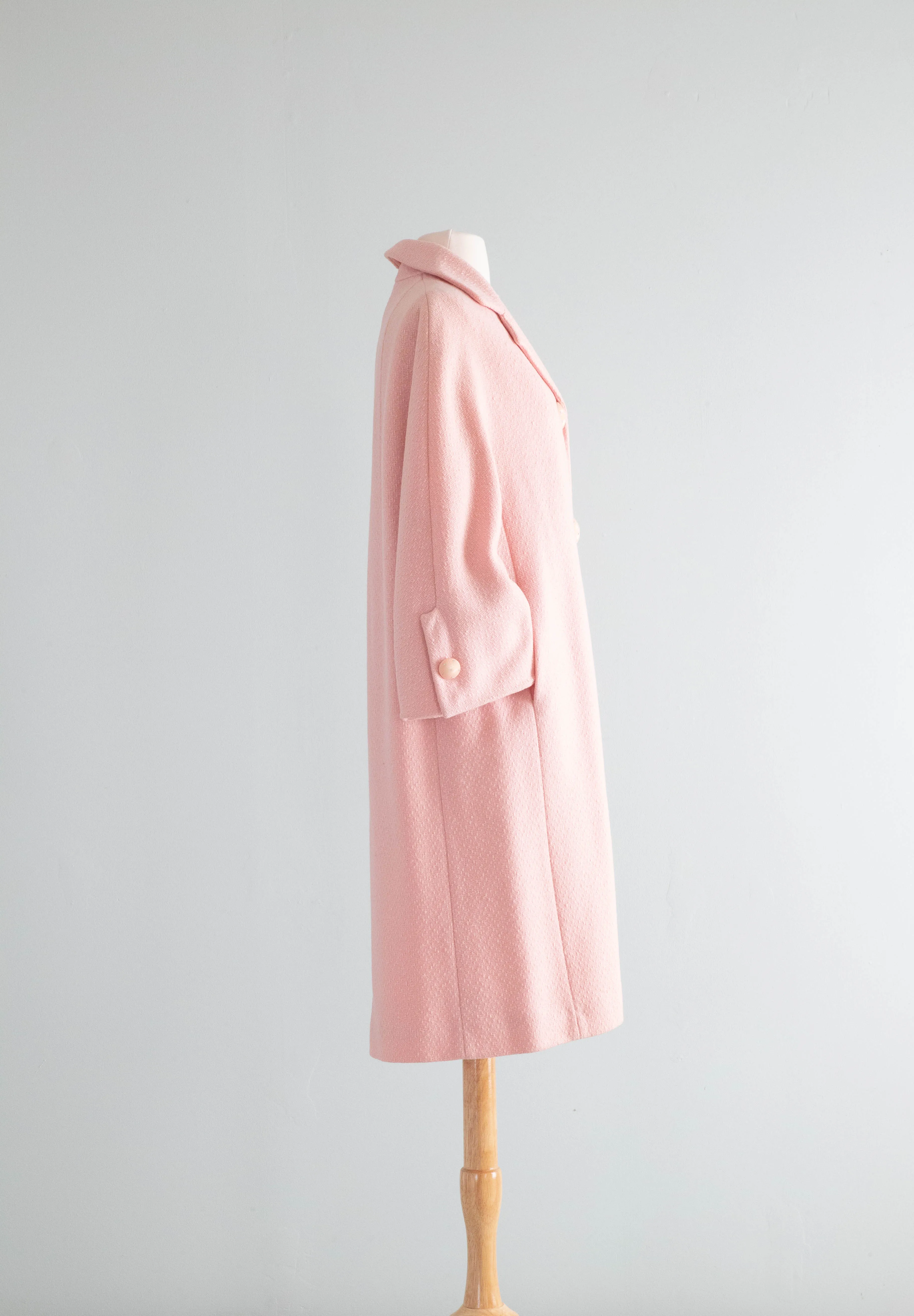 Darling 1960's Cherry Blossom Pink Wool Spring Coat / Medium