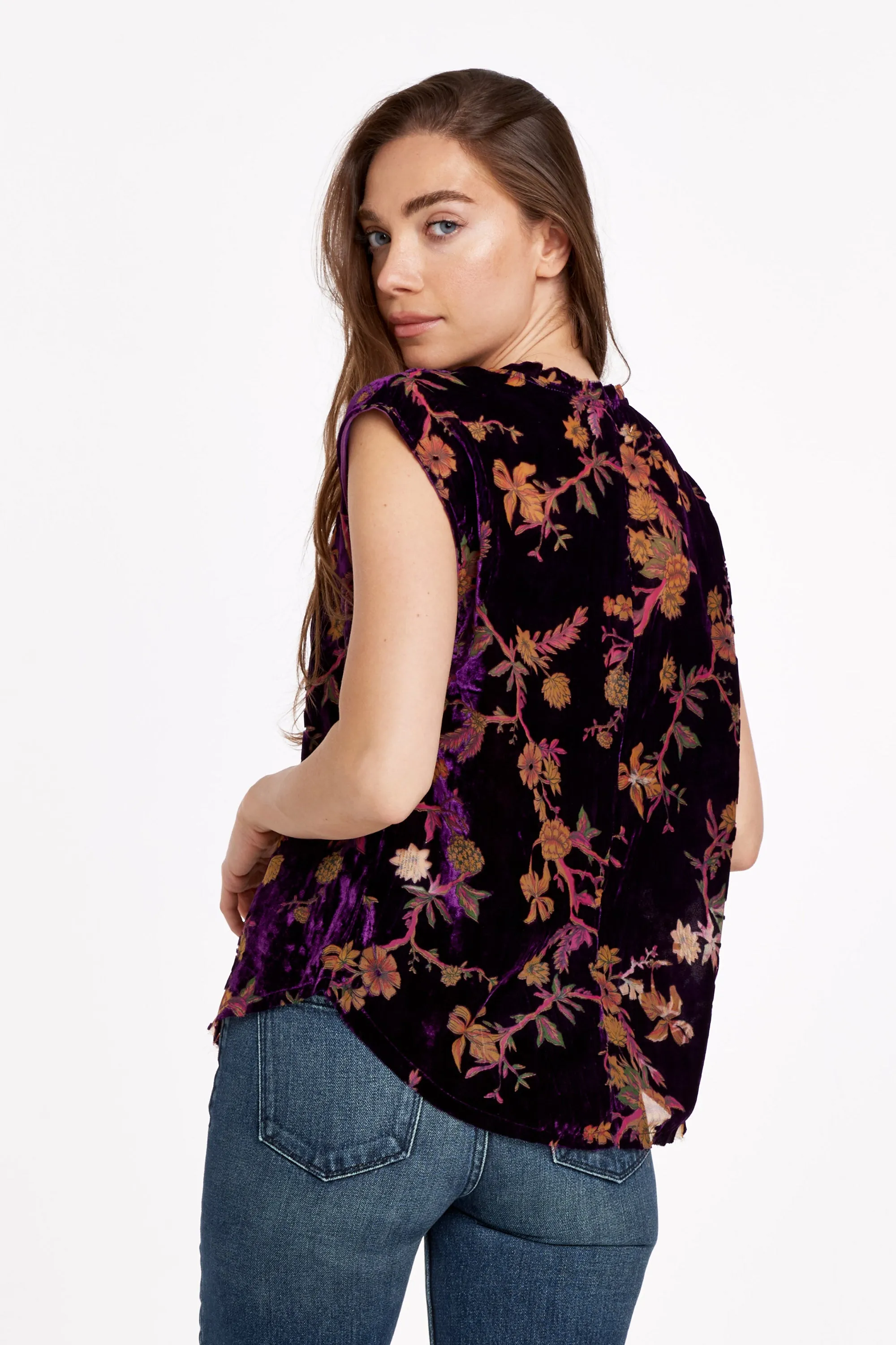 DEAR JOHN FLORAL VELVET YANIS TOP