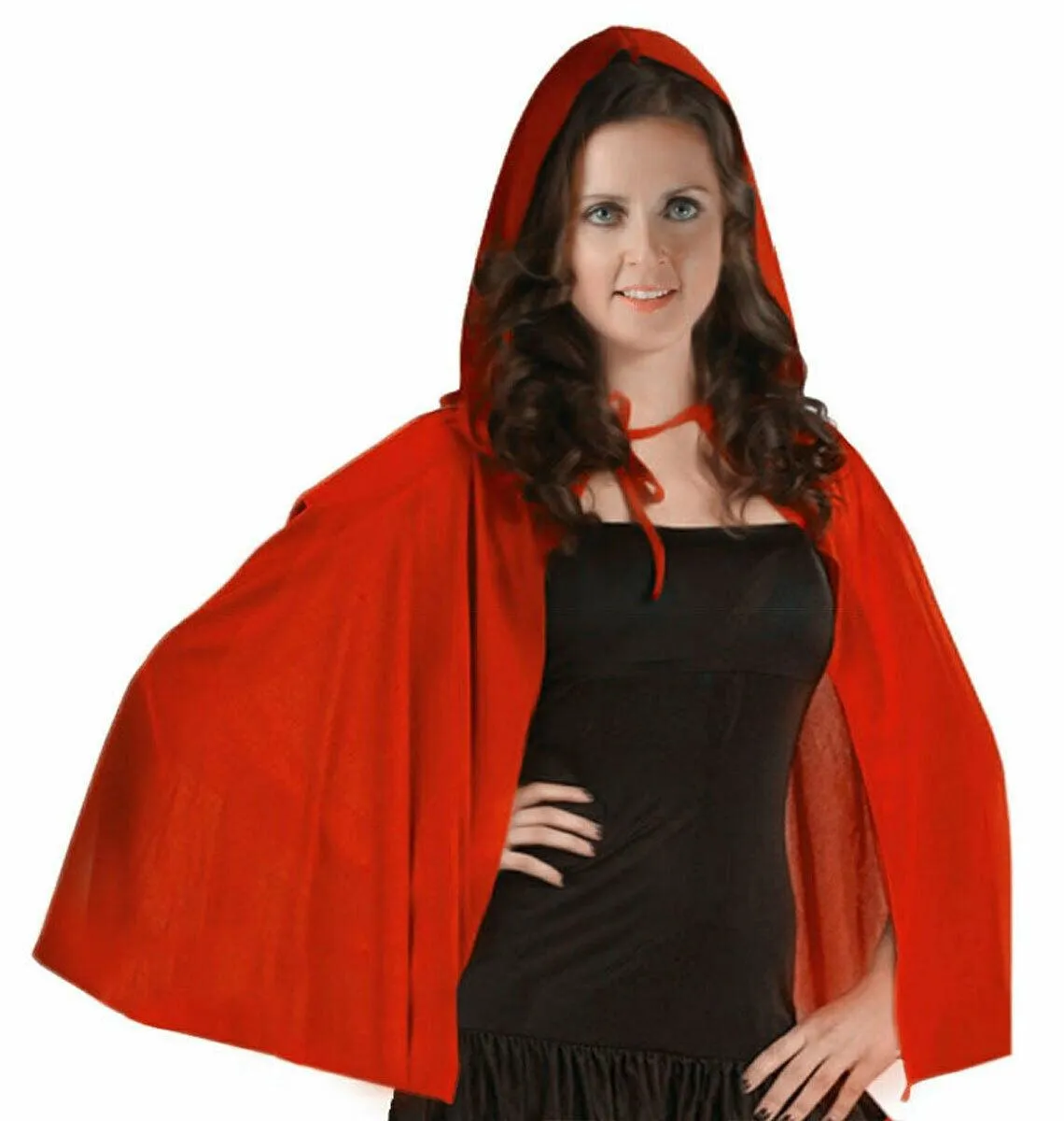 Deluxe Red Riding Velvet Hooded Cape Cloak World Book Day Fancy Dress Costume