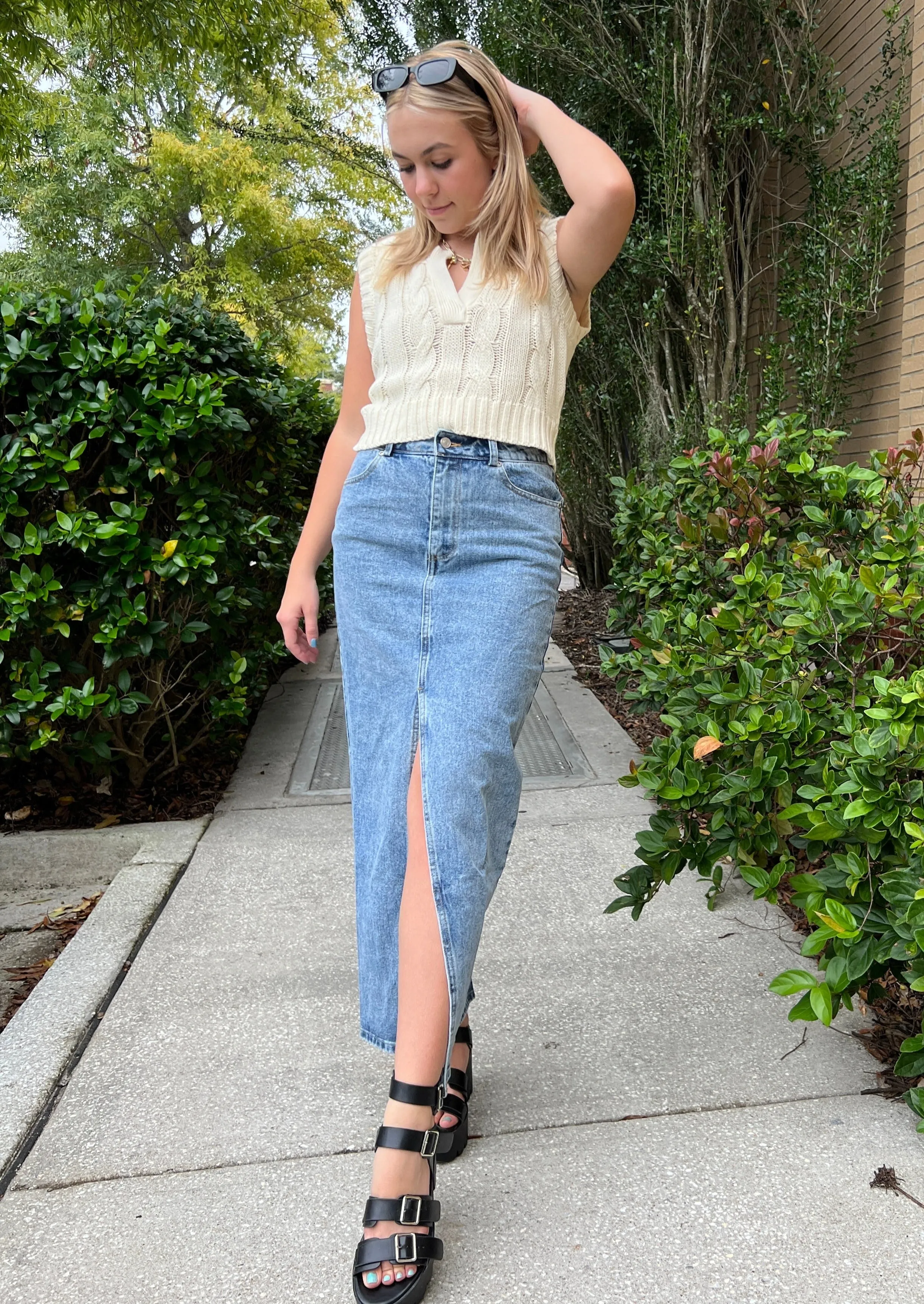 Denim Maxi Skirt - FINAL SALE