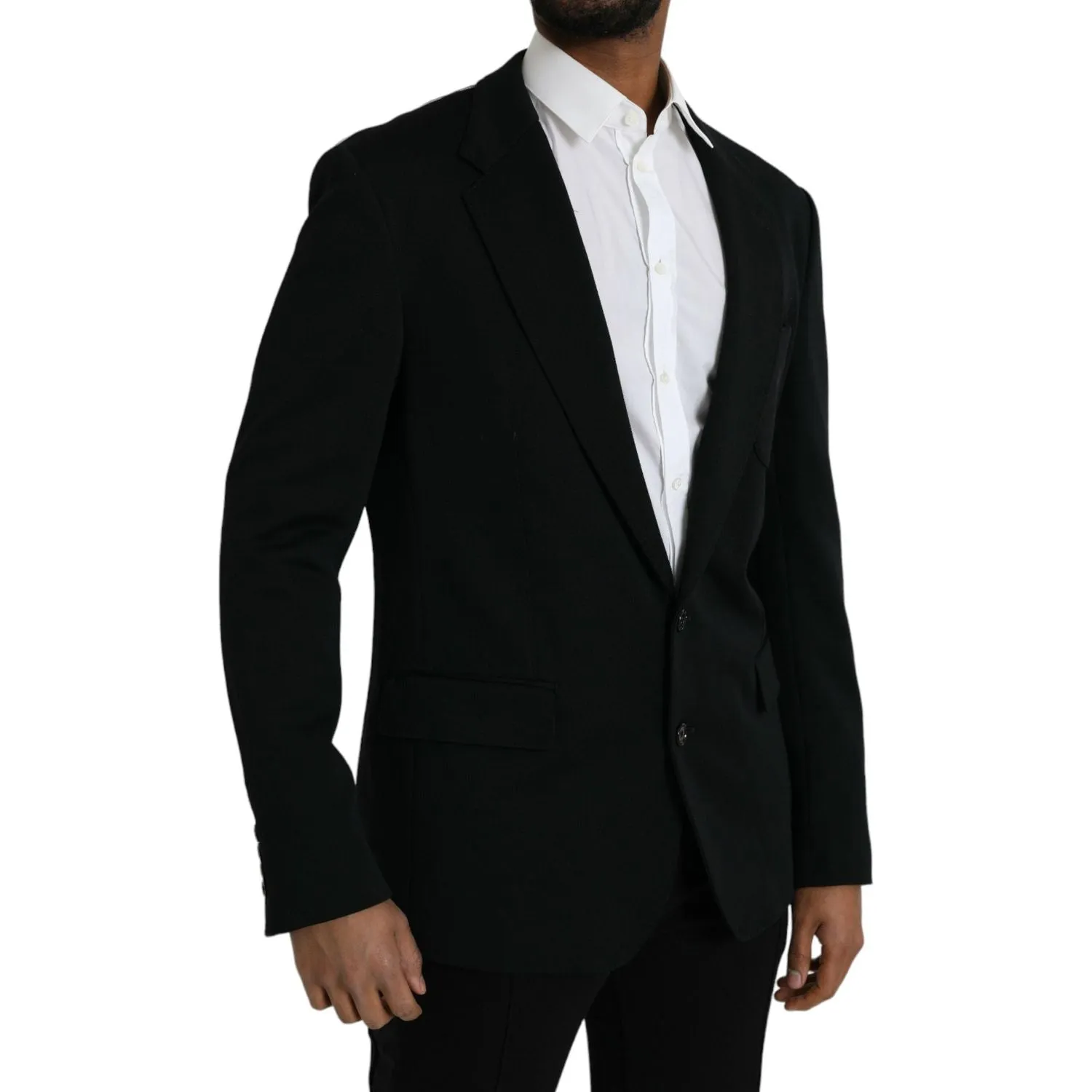 Dolce & Gabbana Black Wool Single Breasted Coat Blazer