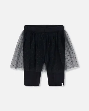 DPD Biker Short with Mesh Tulle Skirt Overlay in Black