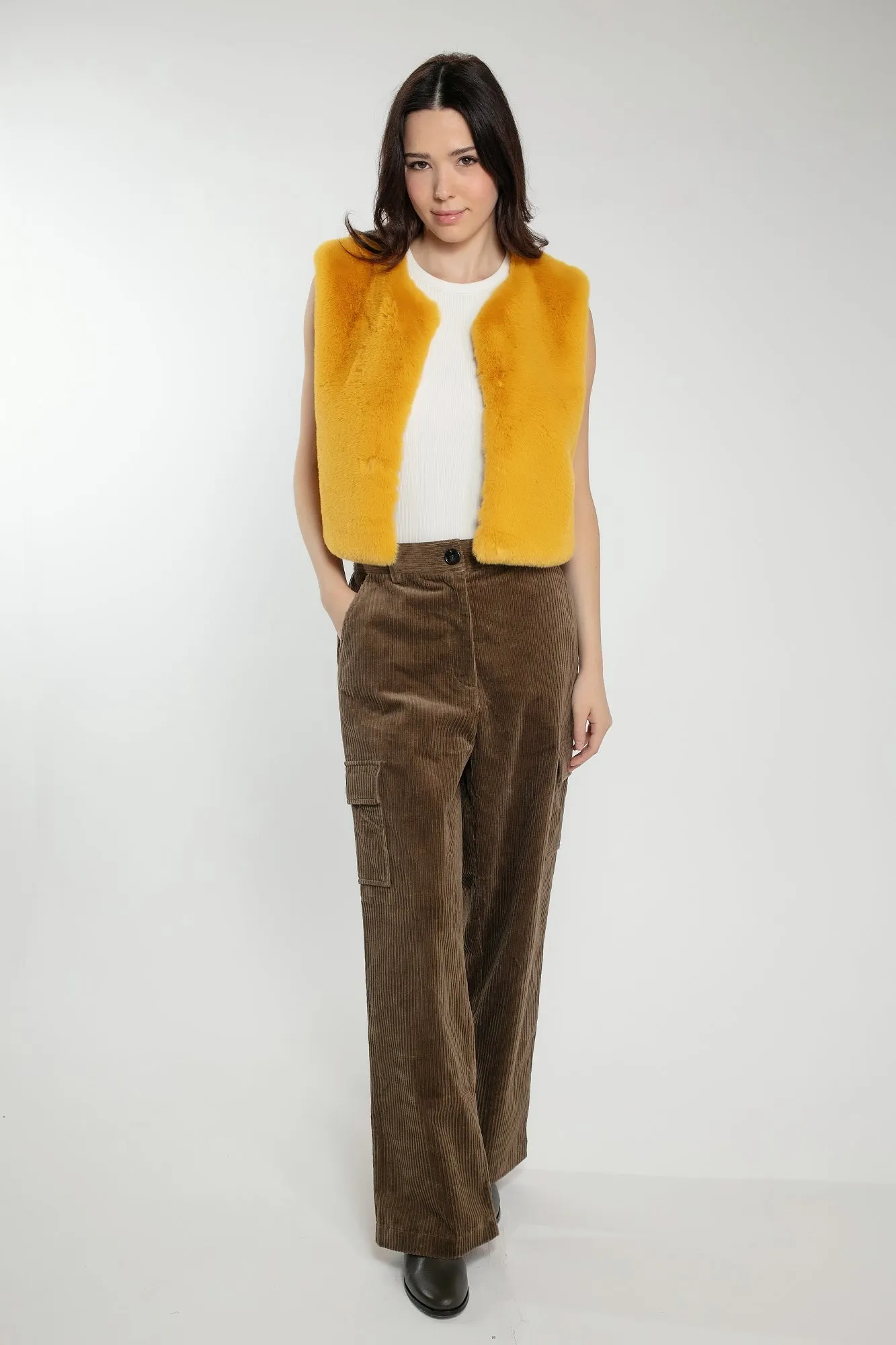 EDELWEISS GILET IN MUSTARD