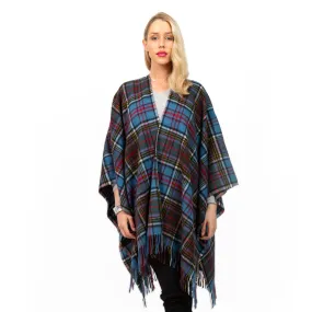 Edinburgh Lambswool Long Tartan Cape Royal Stewart Vintage Duck Egg Royal Stewart Vintage Duck Egg