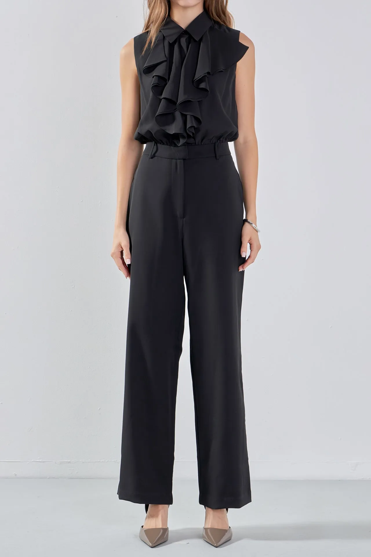 Endless Rose - Sleeveless Ruffle Jumpsuit