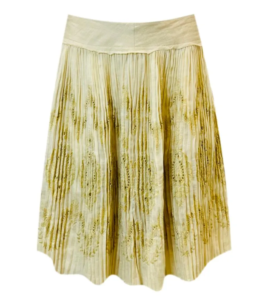 Ermanno Scervino Embroidered Ramie Skirt. Size 40IT