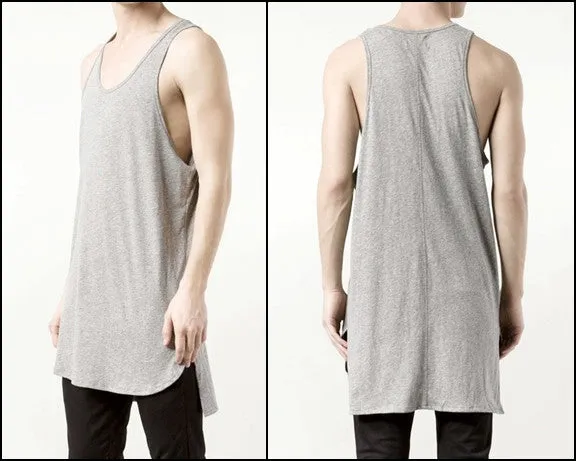 Essential Tank Extended Silky Long Tank Top Back Long Viscose Cotton-BB426