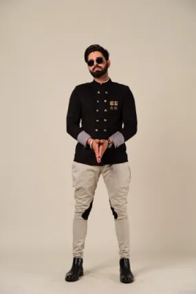 Exclusive Designer Black Jodhpuri Band gala with Button Details | Indian Breeches| Royal Party Dress for Weddings |  Free Personalization |