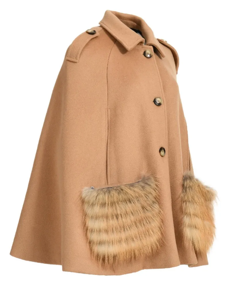 FAENA Cashmere Cape with Red Fox Fur