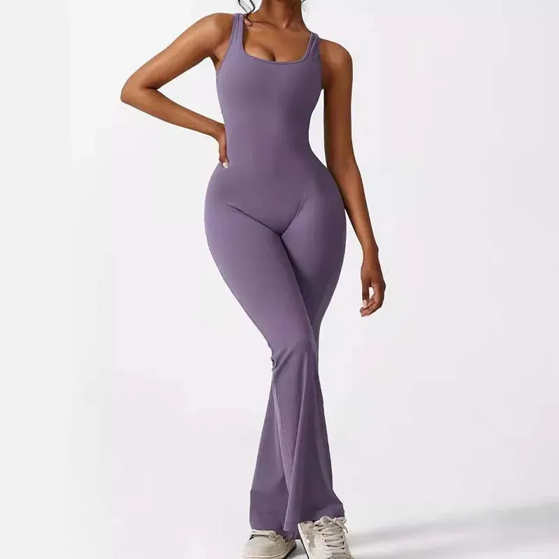 Fashion Jumpsuits Slim Fitness Comforts Sleeveless Solid Bodycon Rompers Women Casual Yoga Running Sports Shapewear Bodysuit