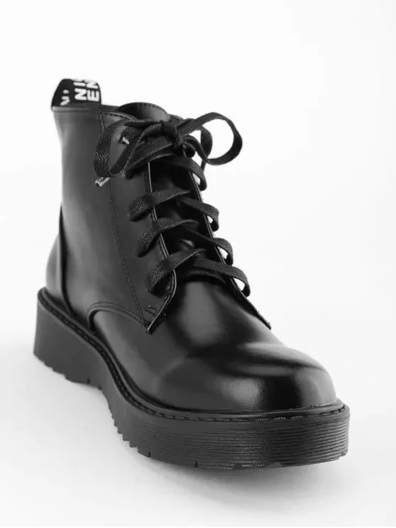 Fashion Lace Up Faux Leather Boots