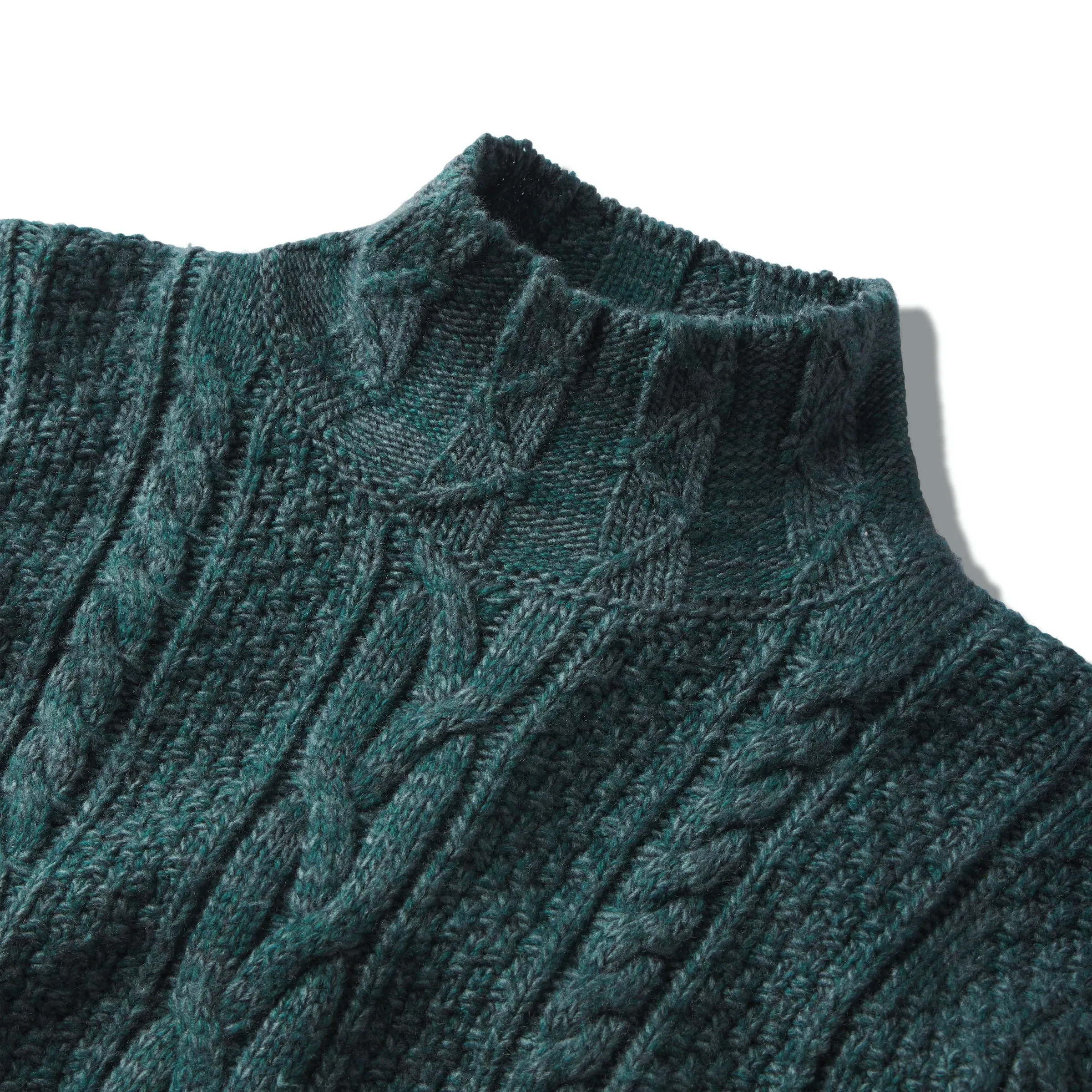 Fisherman Cable Turtleneck - Bottle Green