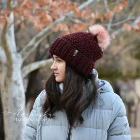 Fold Over Brim Chunky Pom Hat | THE CELESTE