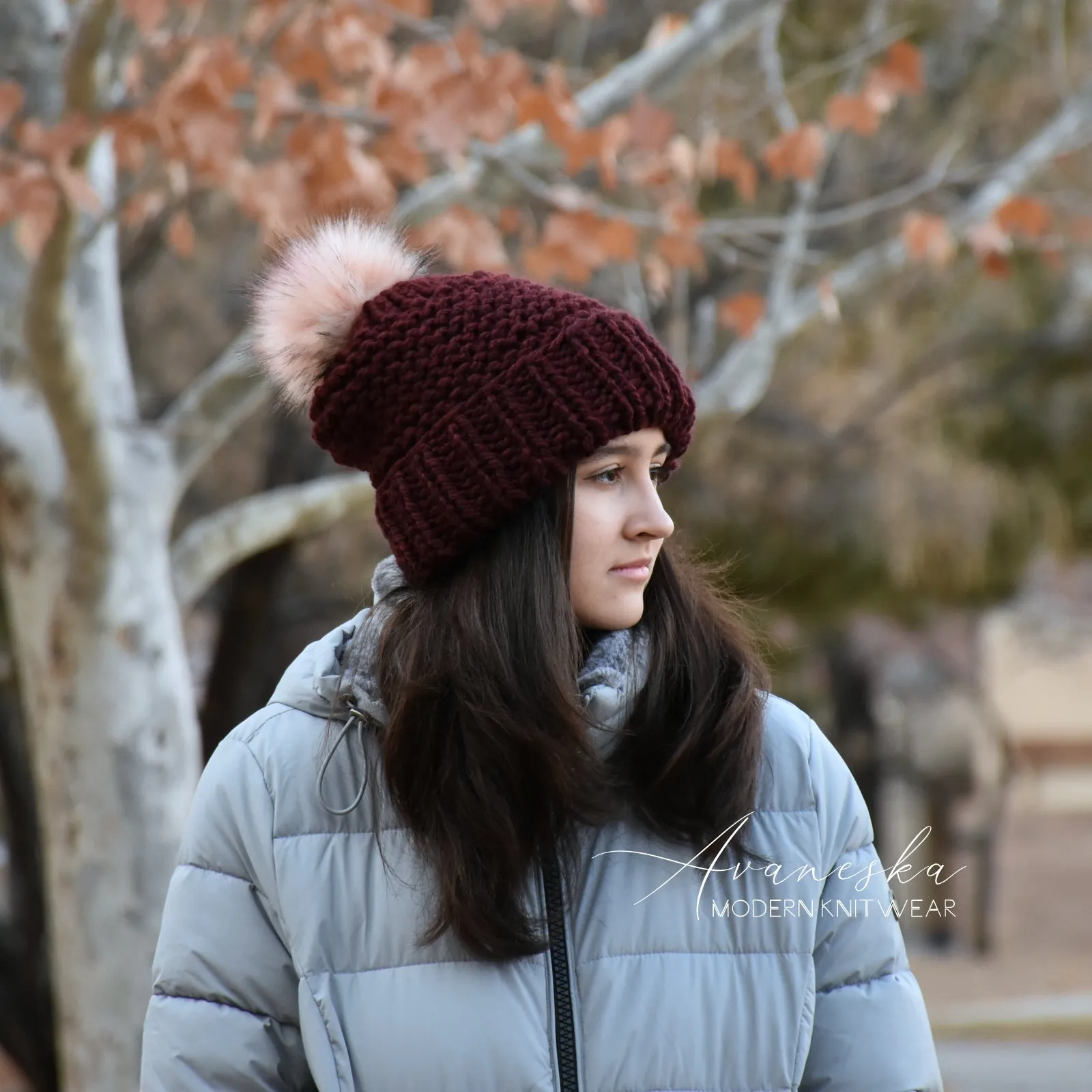 Fold Over Brim Chunky Pom Hat | THE CELESTE