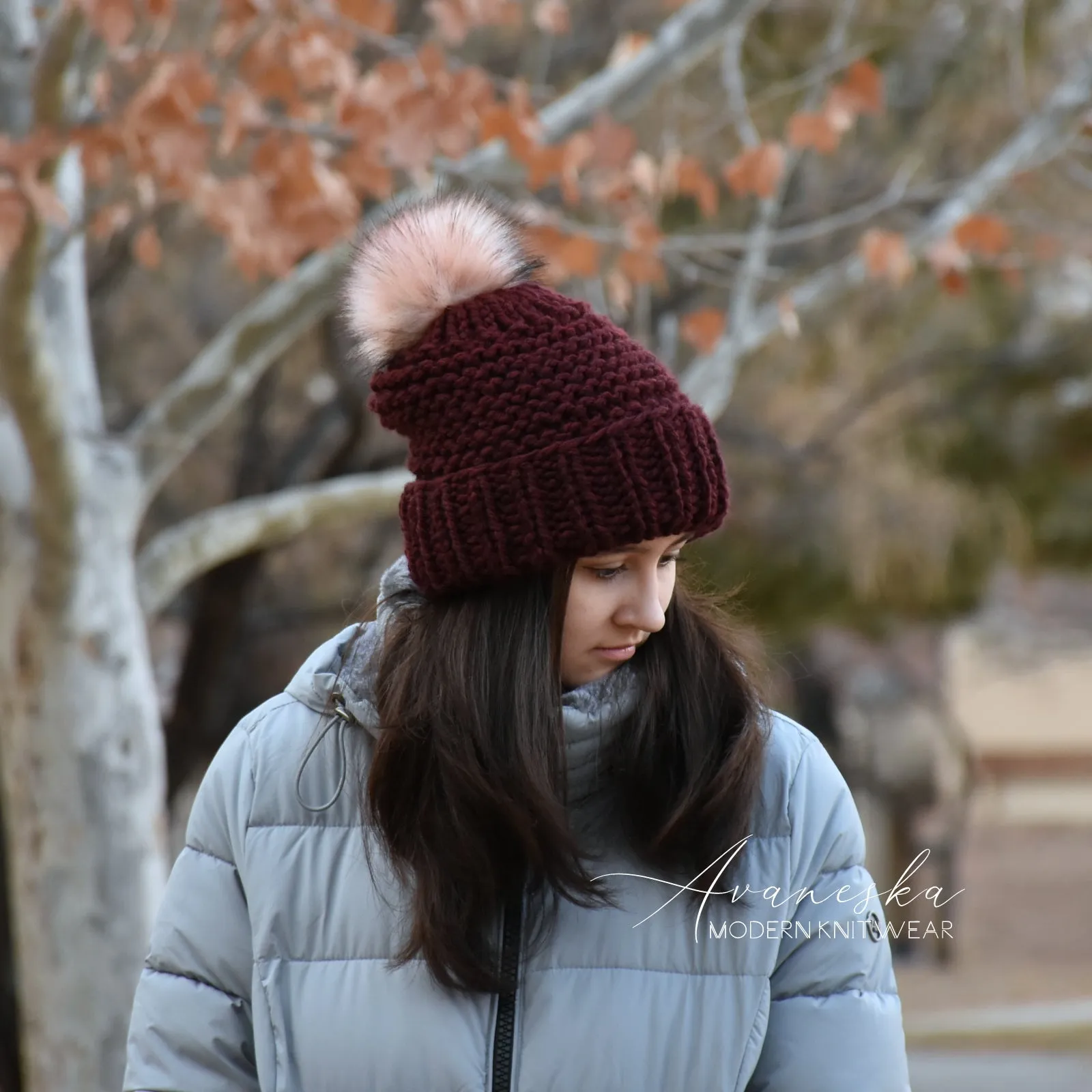 Fold Over Brim Chunky Pom Hat | THE CELESTE