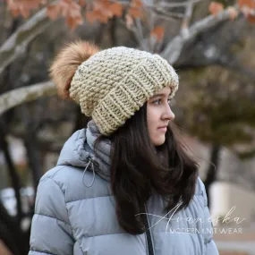 Fold Over Brim Chunky Pom Hat | THE GIANNA