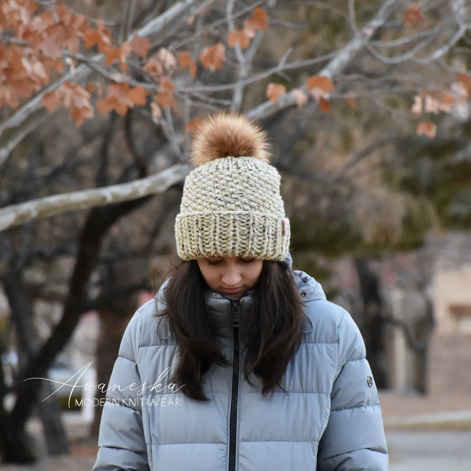 Fold Over Brim Chunky Pom Hat | THE GIANNA