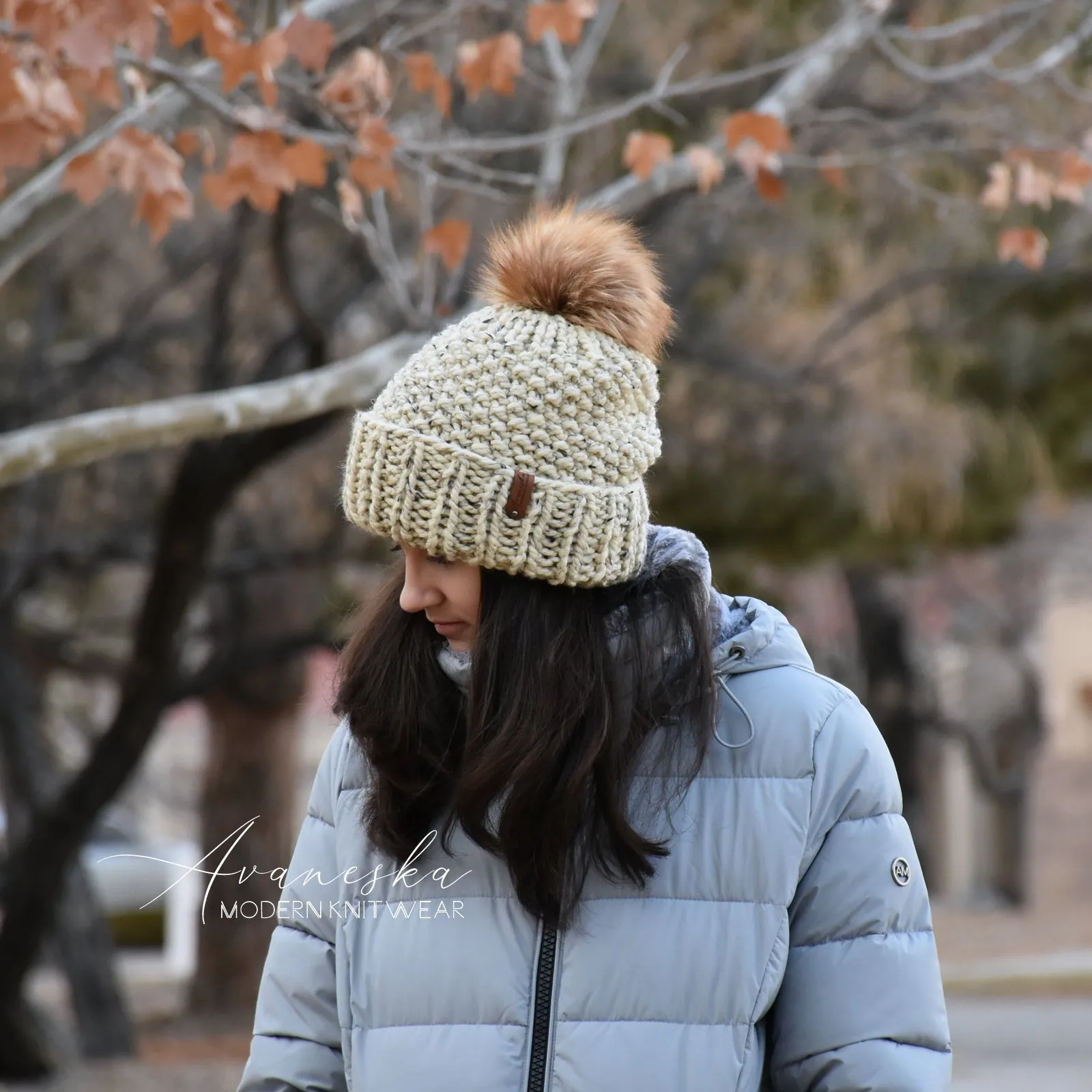 Fold Over Brim Chunky Pom Hat | THE GIANNA