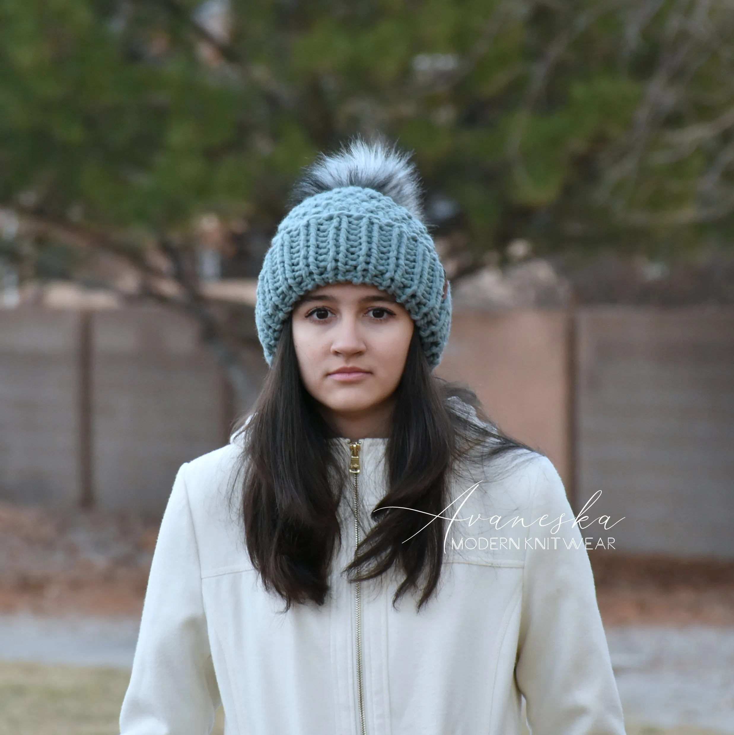 Fold Over Brim Chunky Pom Hat | THE PAIGE