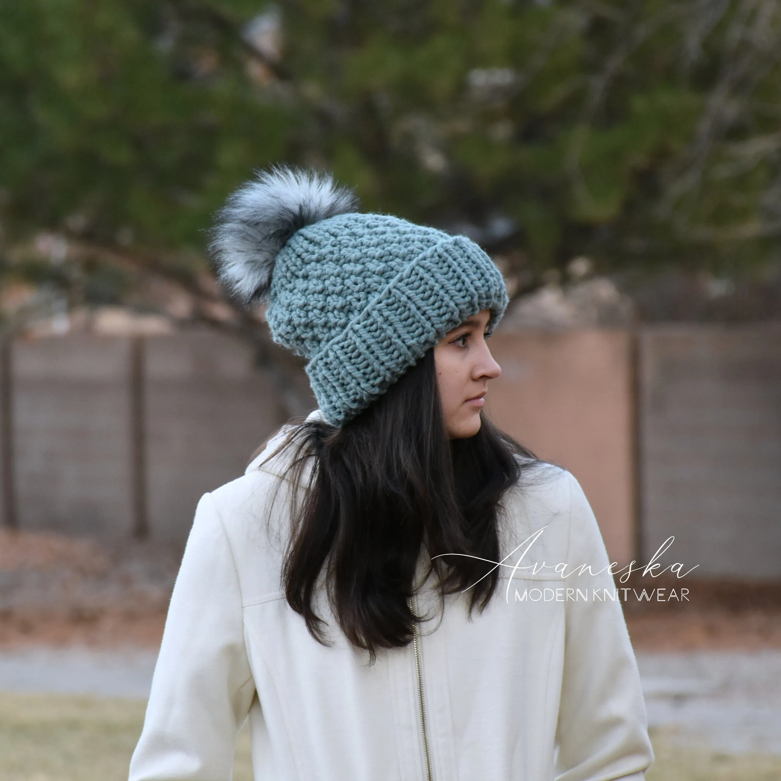 Fold Over Brim Chunky Pom Hat | THE PAIGE