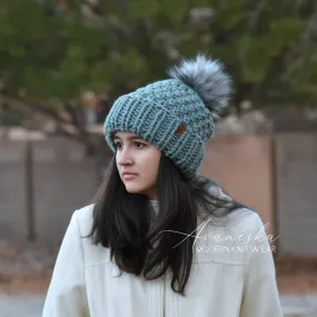 Fold Over Brim Chunky Pom Hat | THE PAIGE