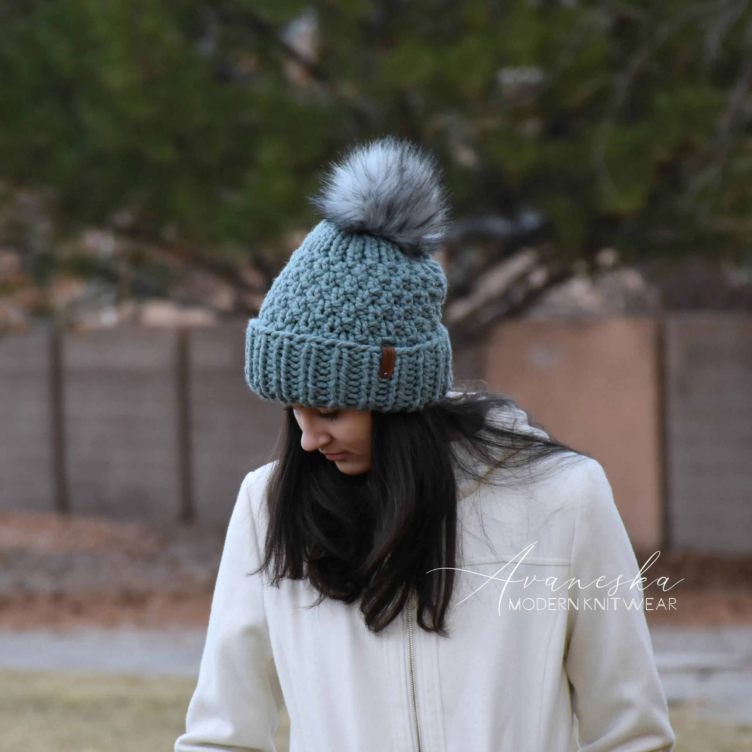 Fold Over Brim Chunky Pom Hat | THE PAIGE