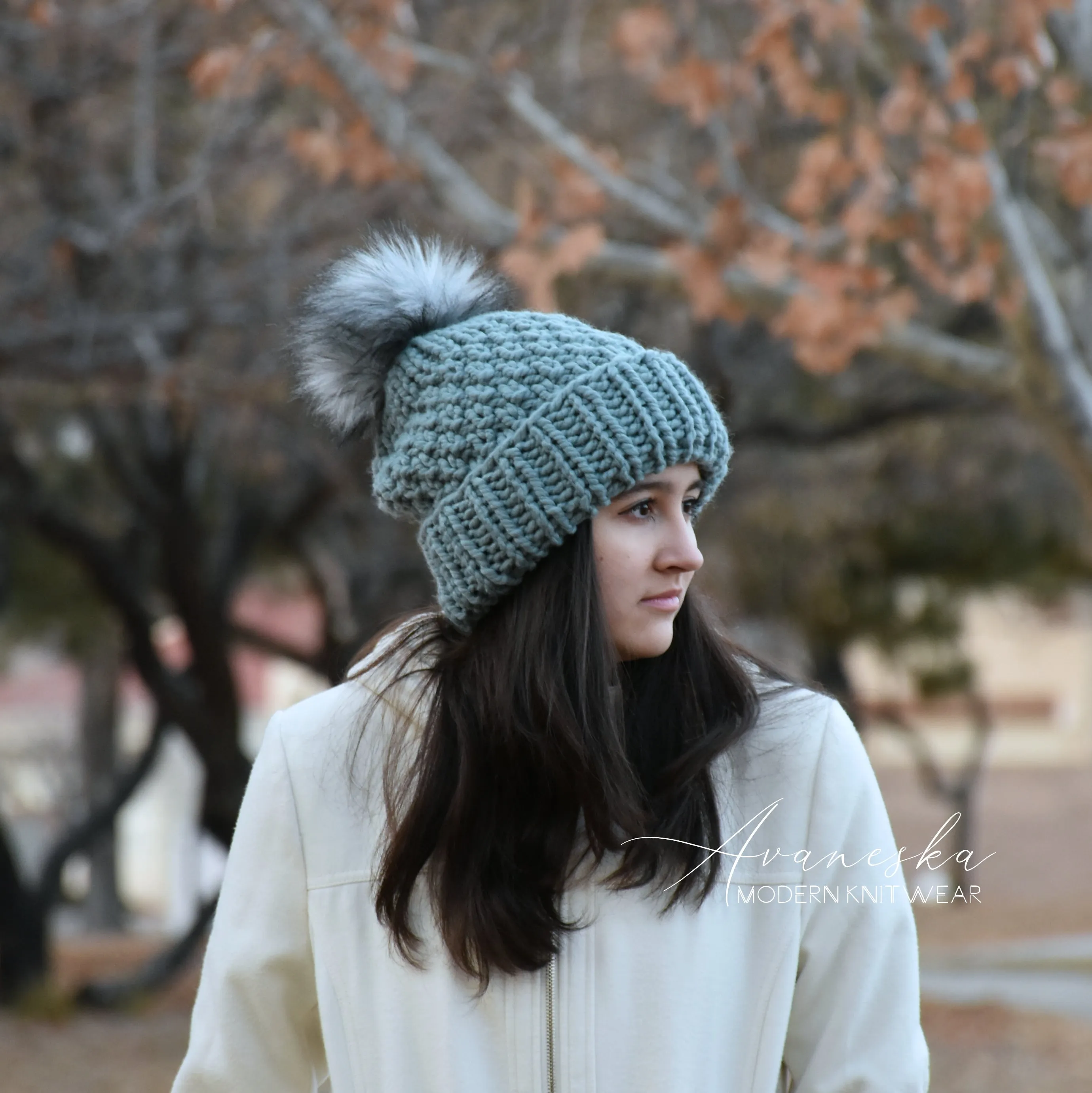 Fold Over Brim Chunky Pom Hat | THE PAIGE