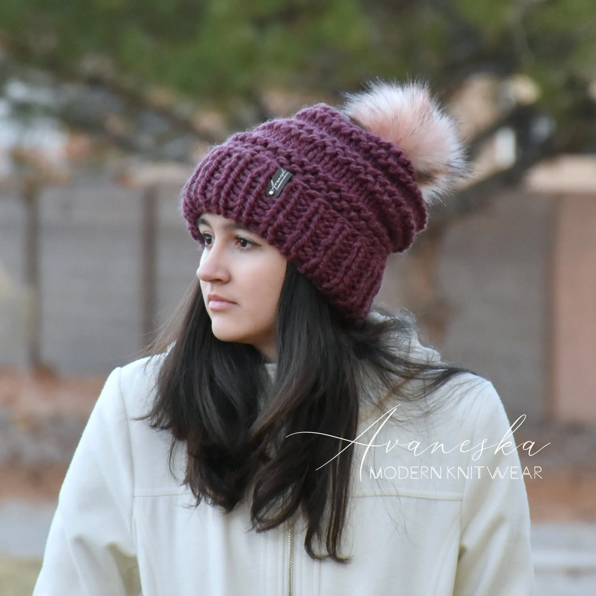 Fold Over Brim Chunky Pom Hat | THE PEARL