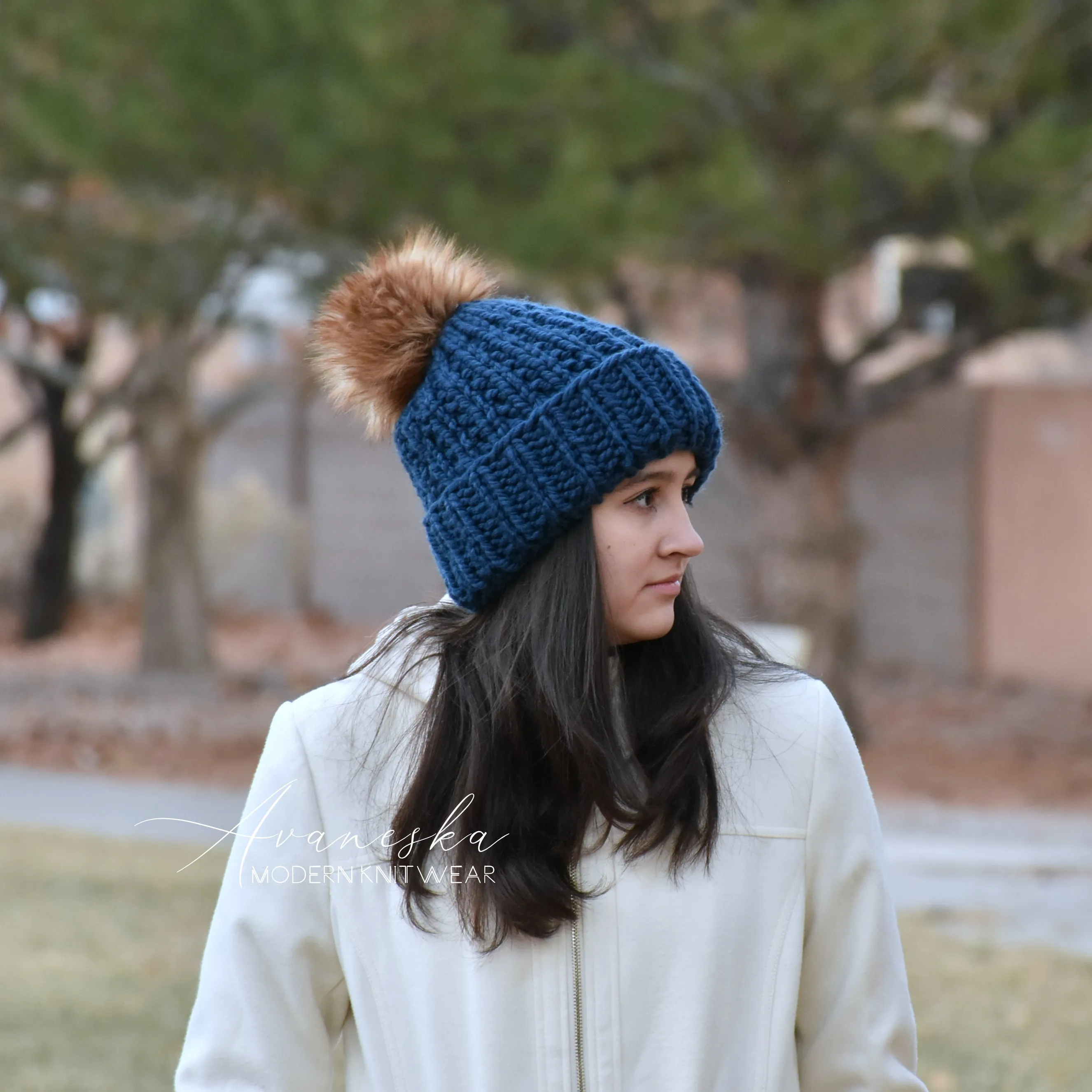 Fold Over Brim Chunky Pom Hat | THE TYRA