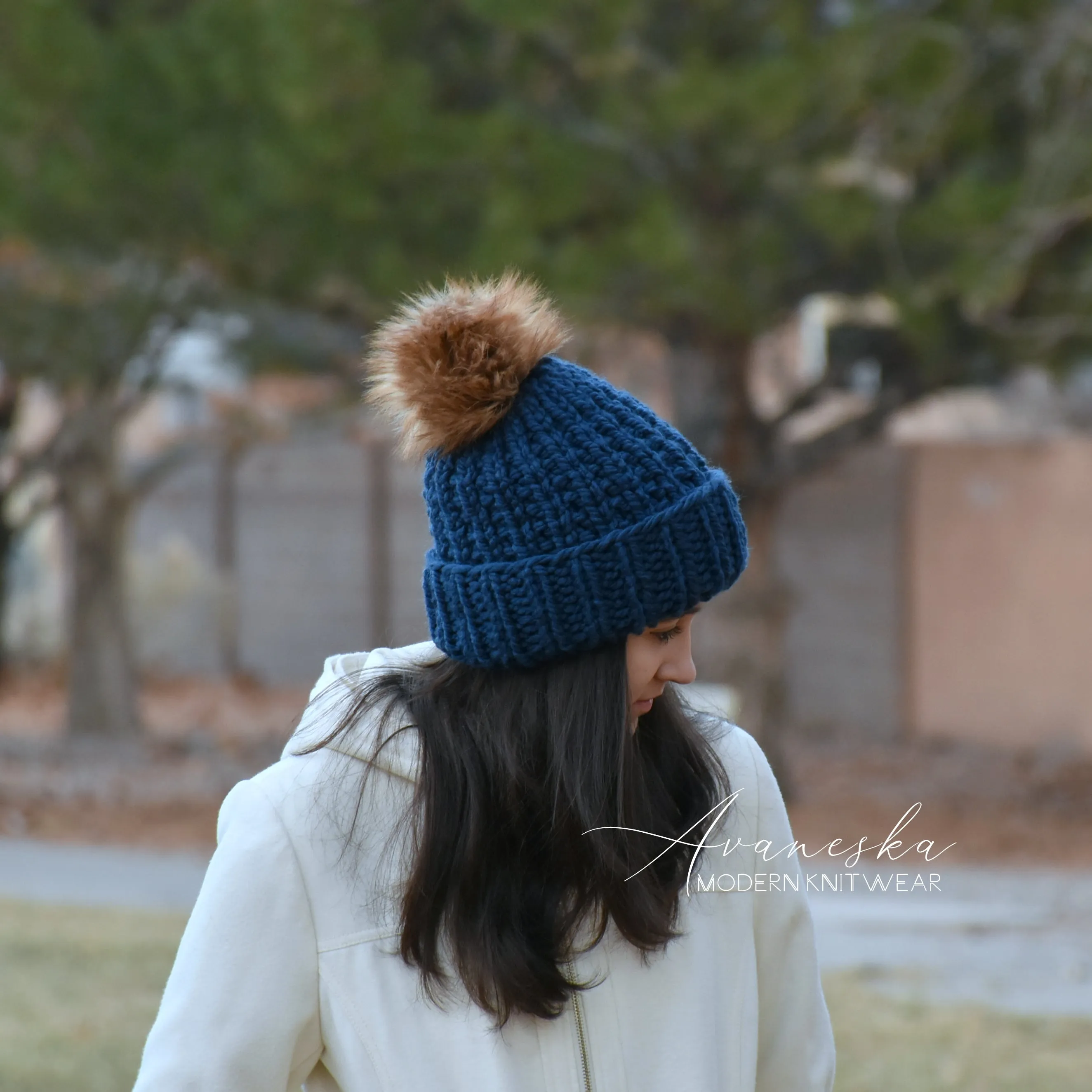 Fold Over Brim Chunky Pom Hat | THE TYRA