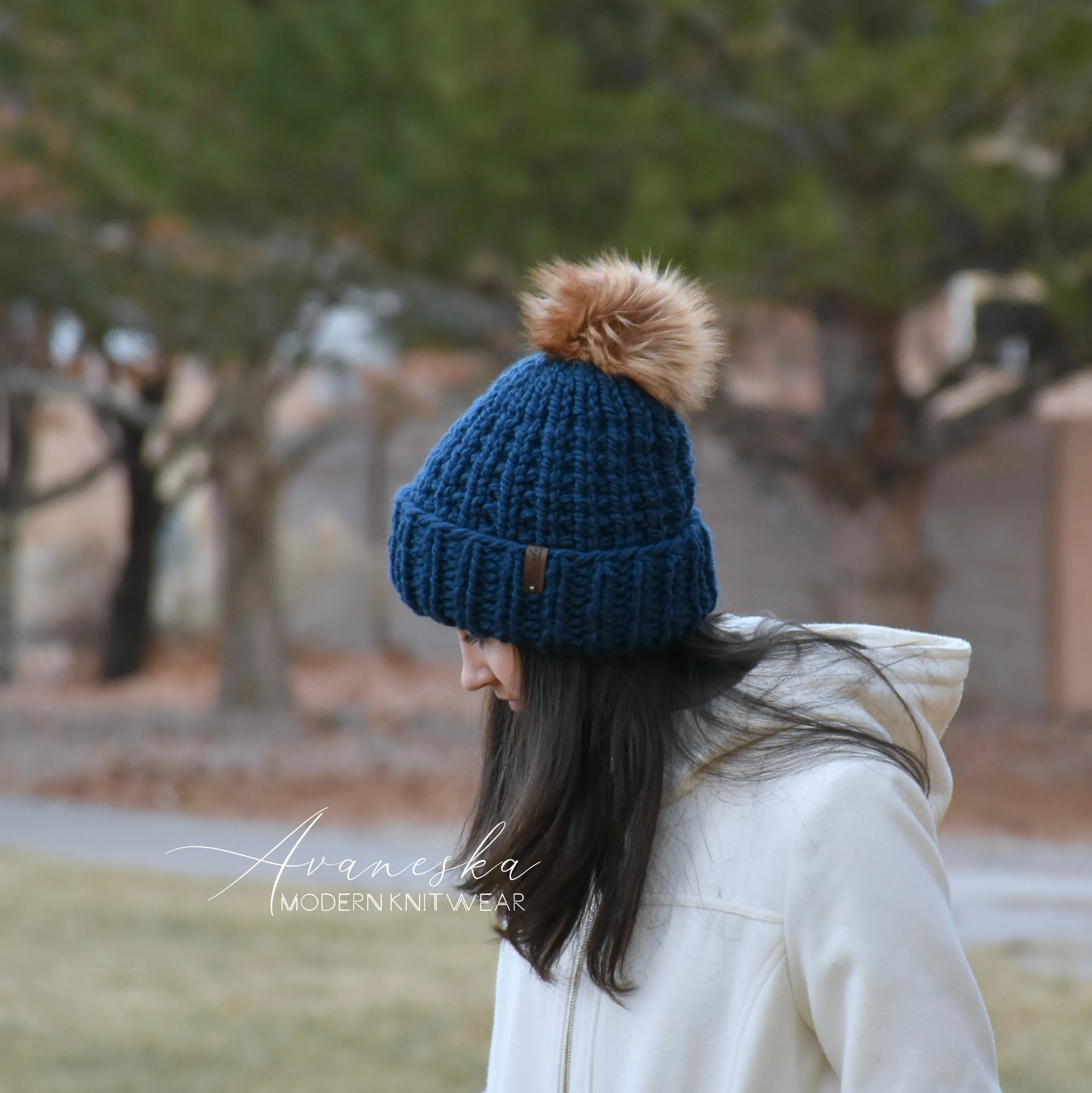 Fold Over Brim Chunky Pom Hat | THE TYRA