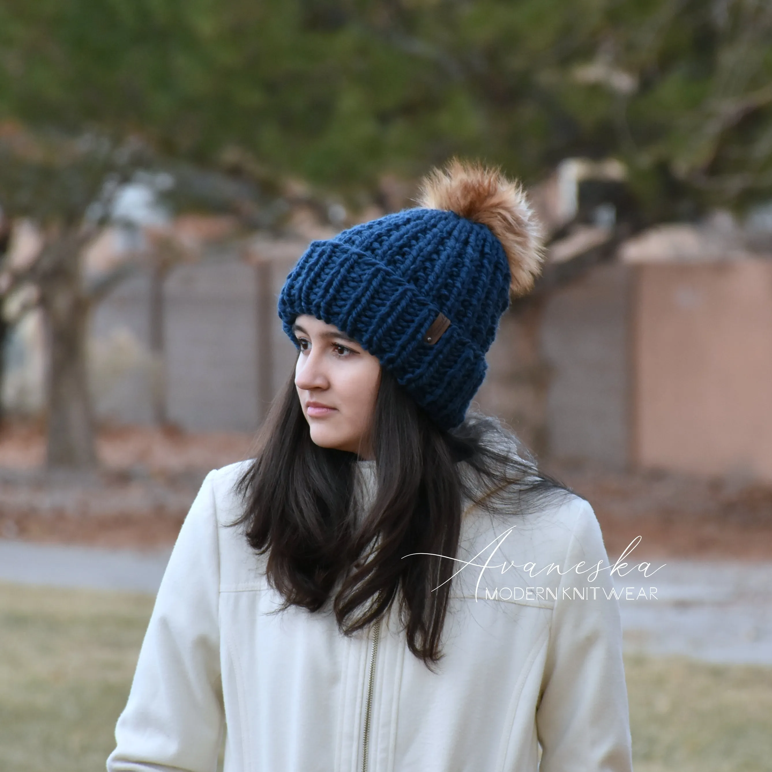 Fold Over Brim Chunky Pom Hat | THE TYRA