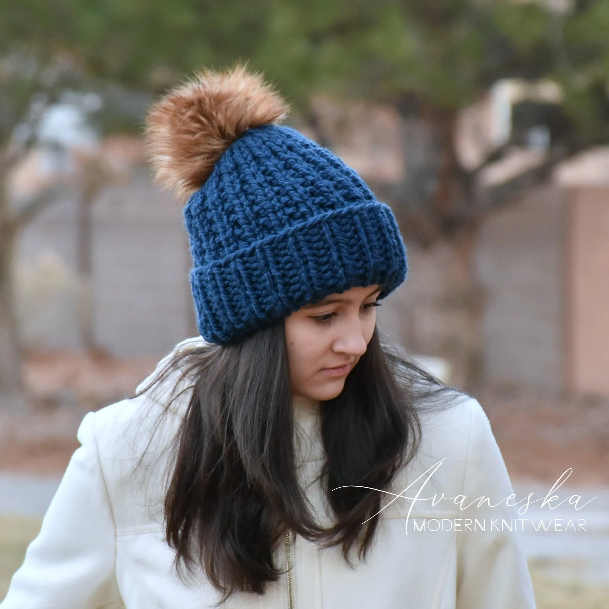 Fold Over Brim Chunky Pom Hat | THE TYRA