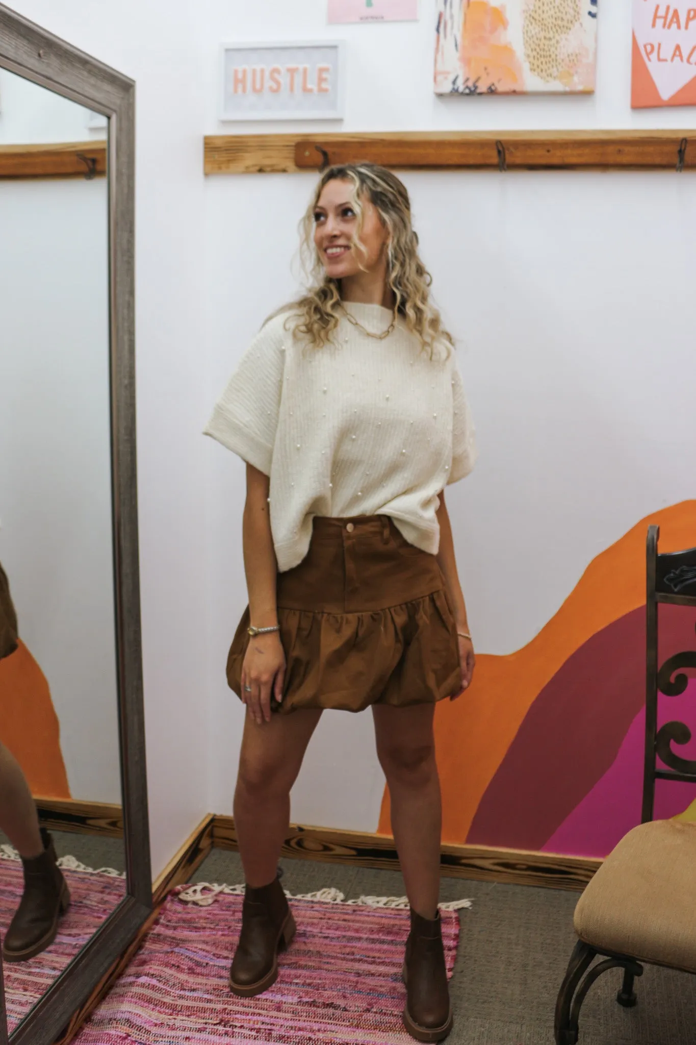 Full Of Joy Brown Denim Skirt