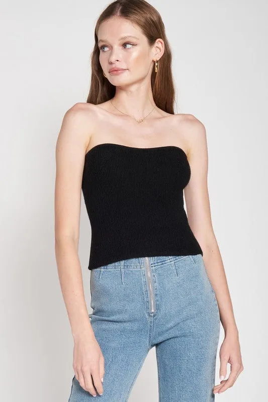 FUZZY SWATER TUBE TOP