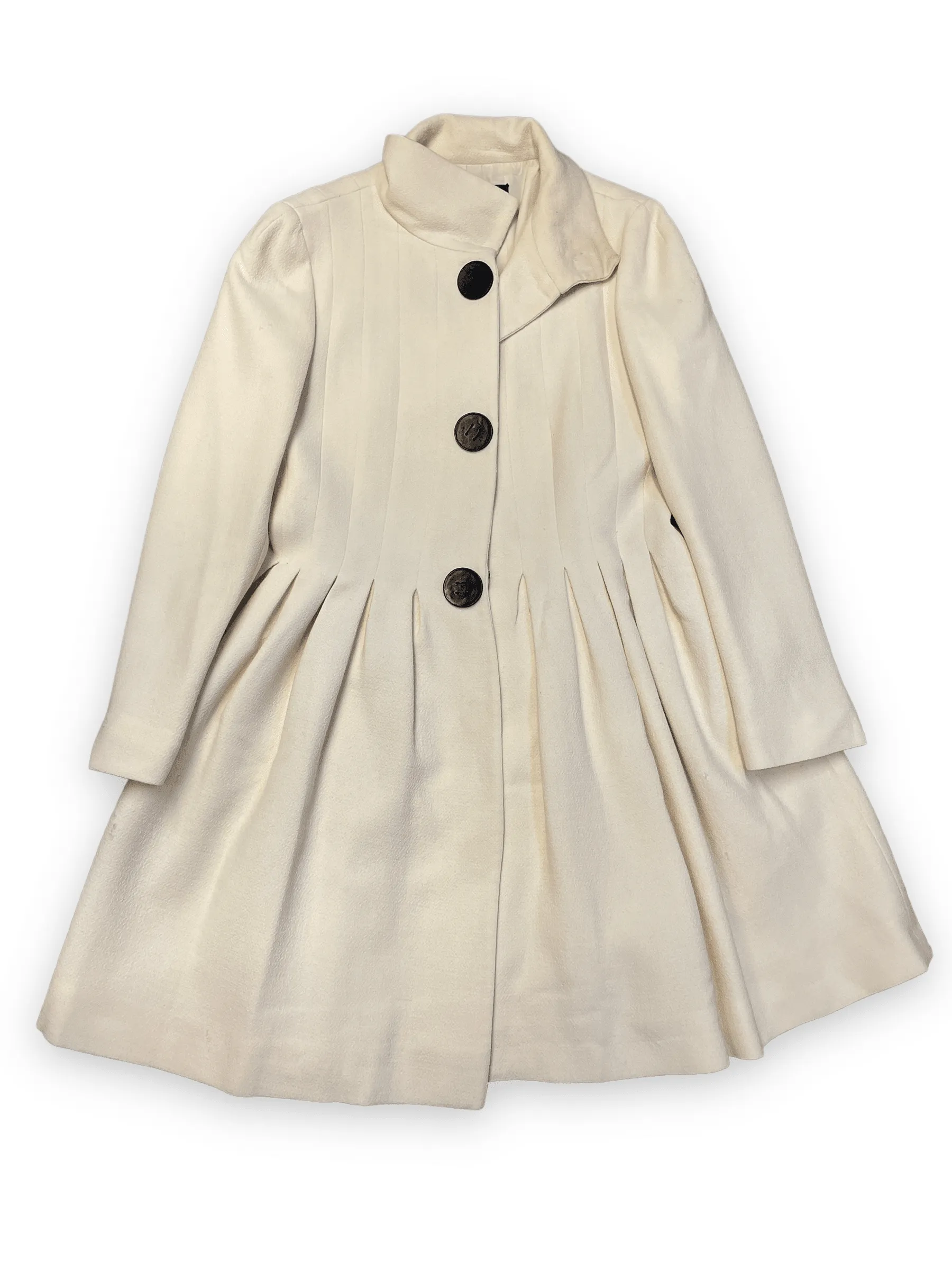 Giambattista Valli Vintage Fitted Cream Wool Dress Coat Made in Italy Size M