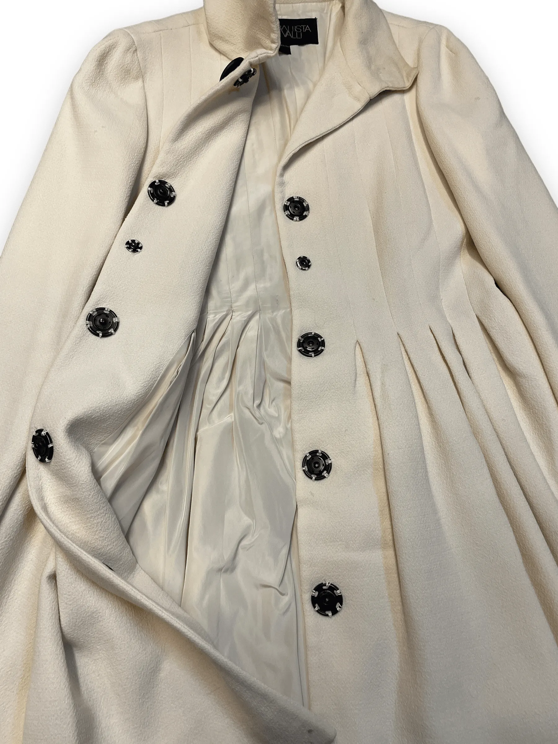 Giambattista Valli Vintage Fitted Cream Wool Dress Coat Made in Italy Size M