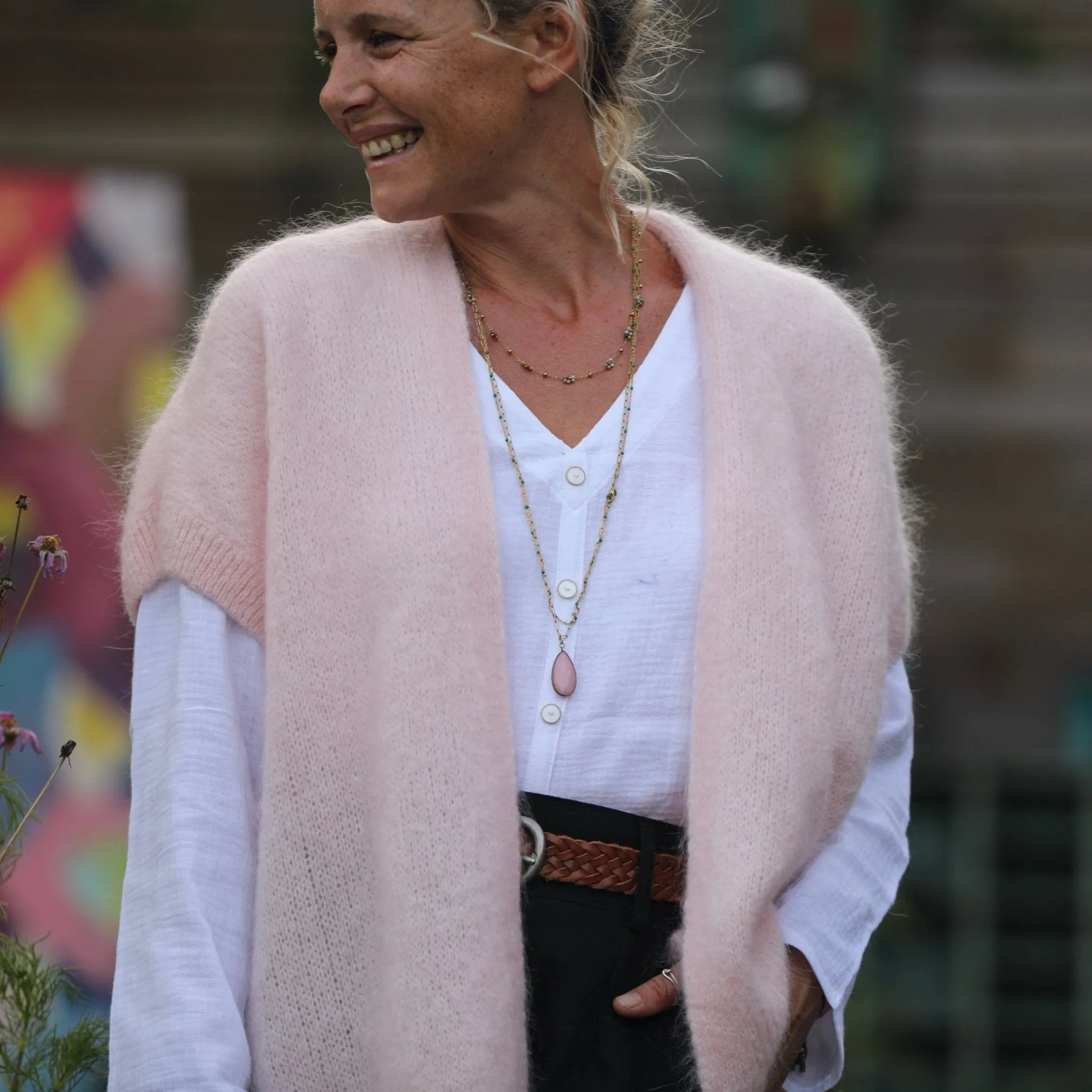 Gilet Mireille rose poudré