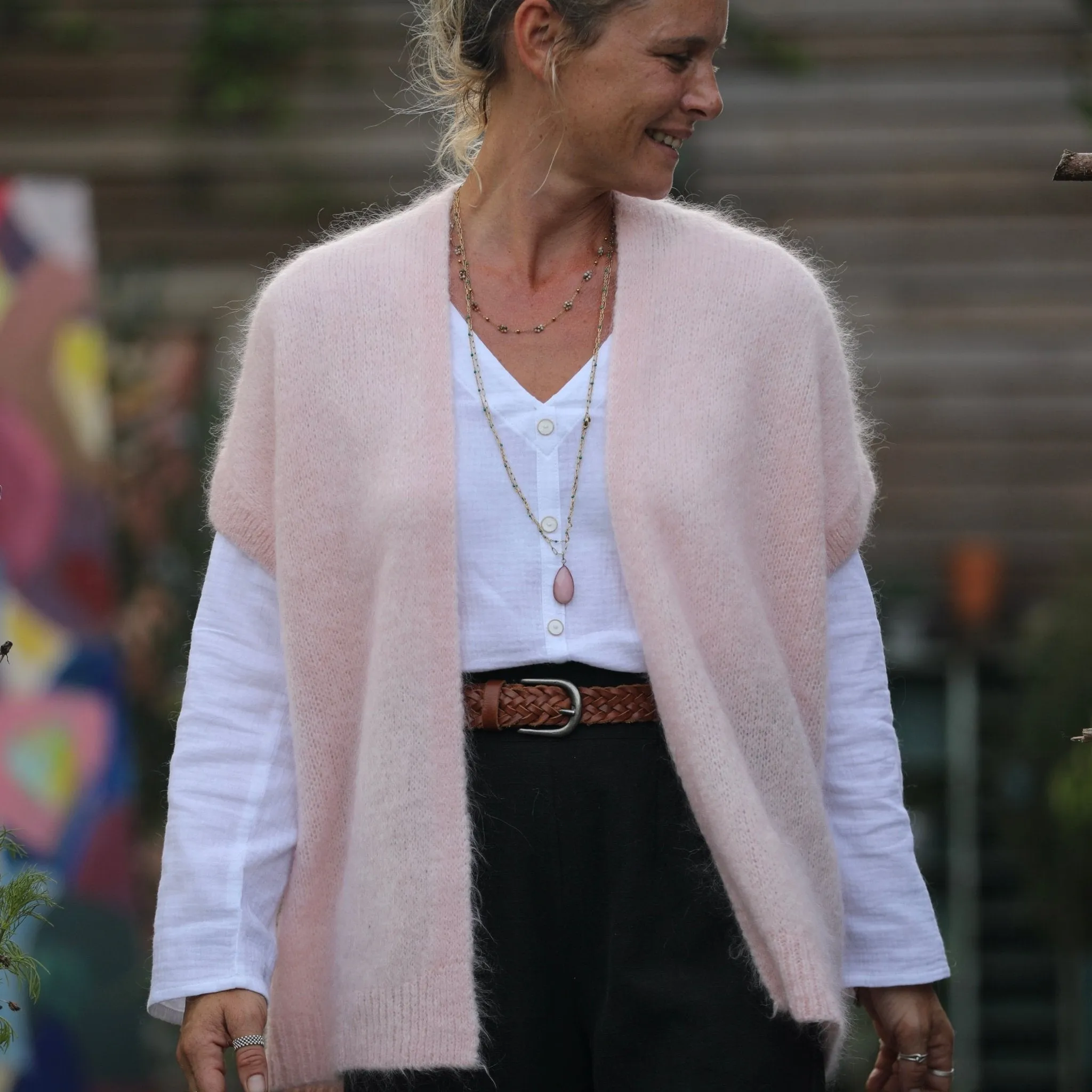 Gilet Mireille rose poudré