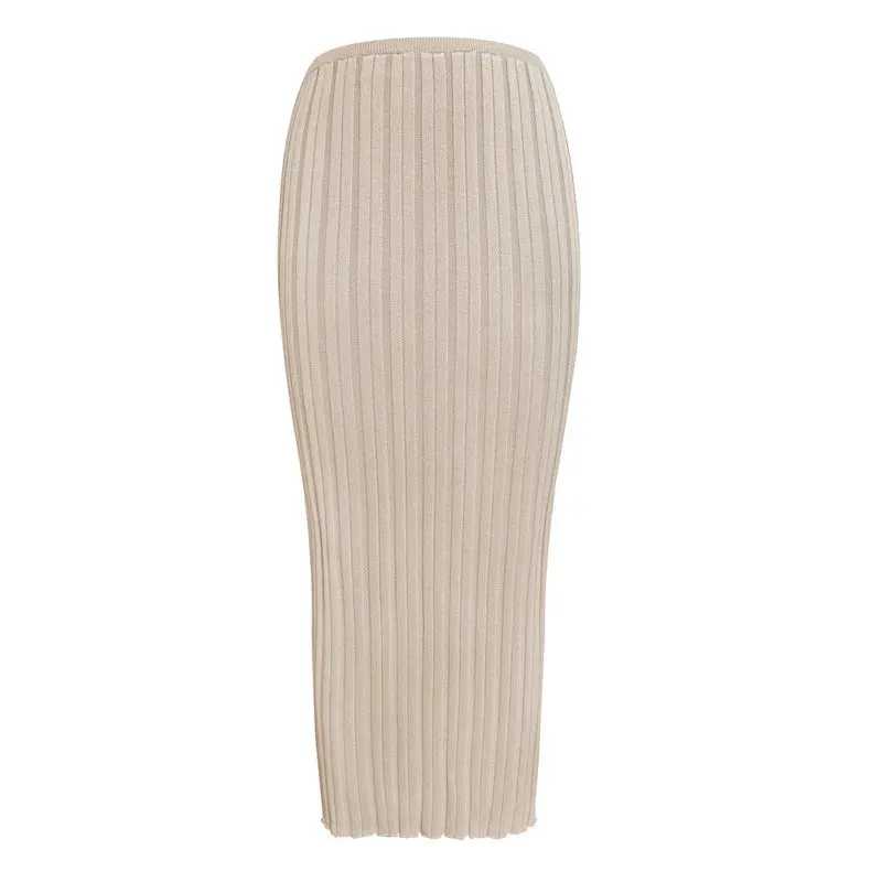 Girlary Summer Beach Cover-Up Skirts For Women Casual Ribbed Knit Maxi Skirt White Bodycon Dress Slim Bottom Cover Up Y2k Skirt