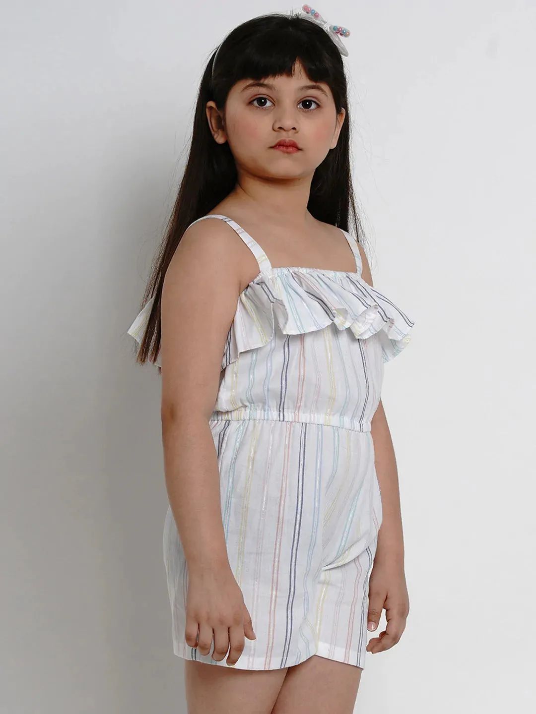 Girls Multicoloured Striped Playsuit